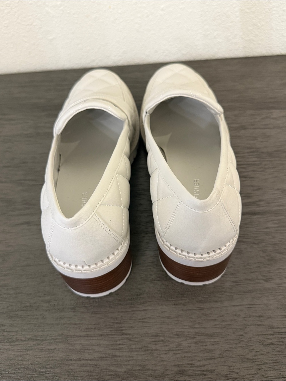 Marc Fisher NWT Cream Quilted Lug Sole Platform Penny Loafers Shoes 9.5M - Picture 11 of 13